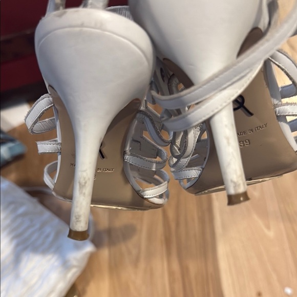 Paul Andrew Genuine Leather White Gladiator Sandals with Cage Design GUC - Picture 4 of 6